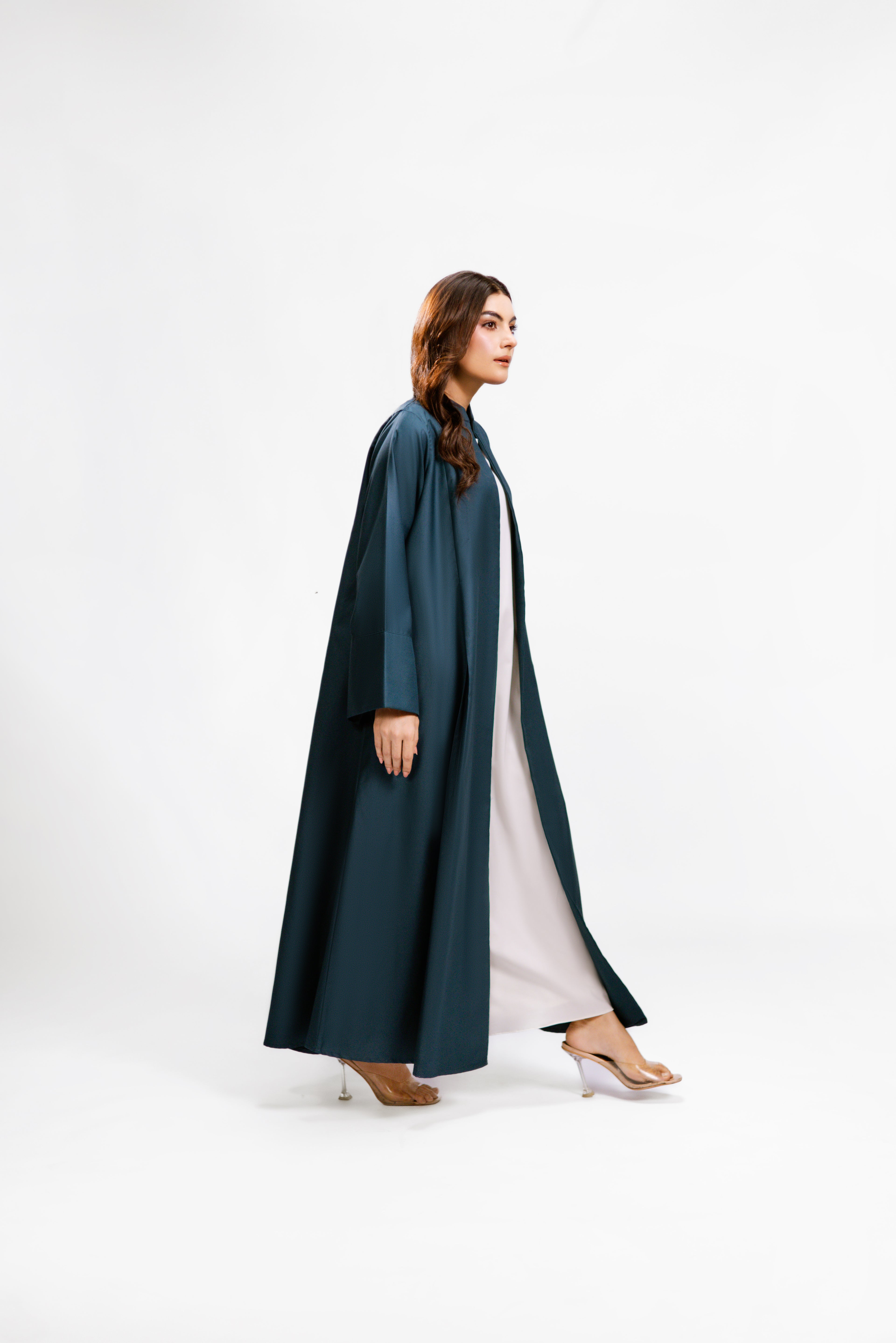 Teal Box Pleated Abaya