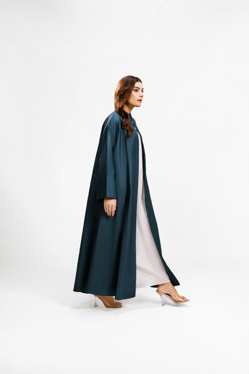 Teal Box Pleated Abaya