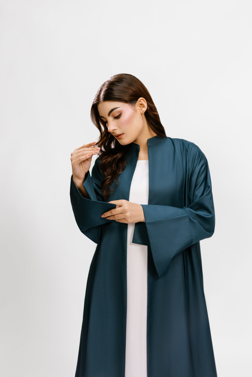 Teal Box Pleated Abaya