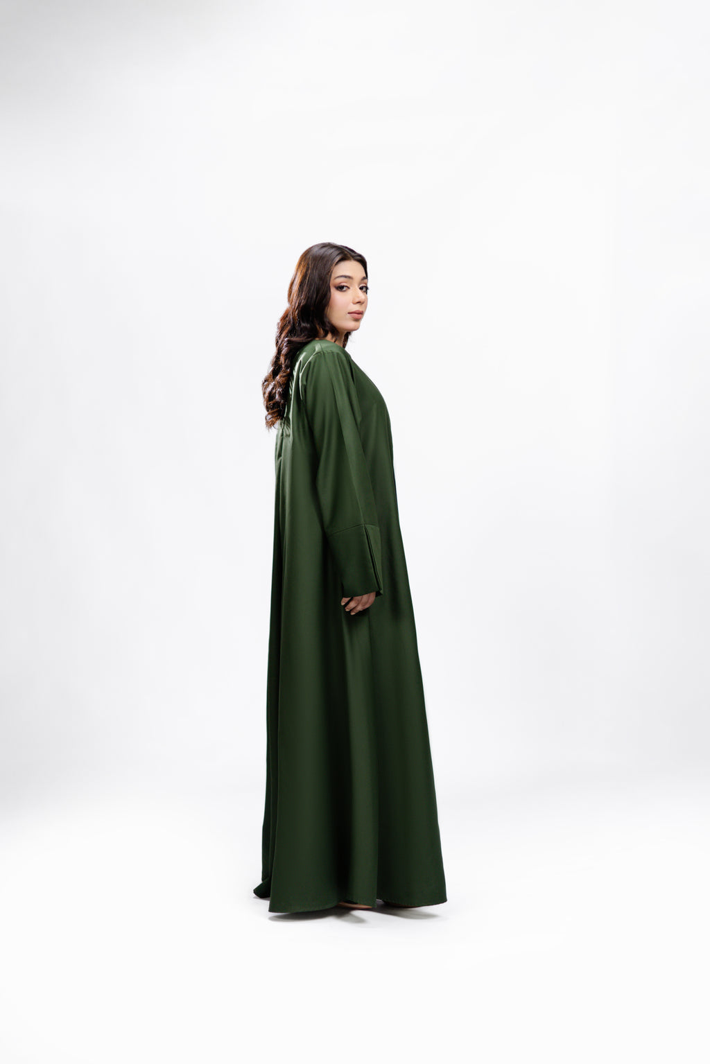 Forest Green Box pleated Abaya