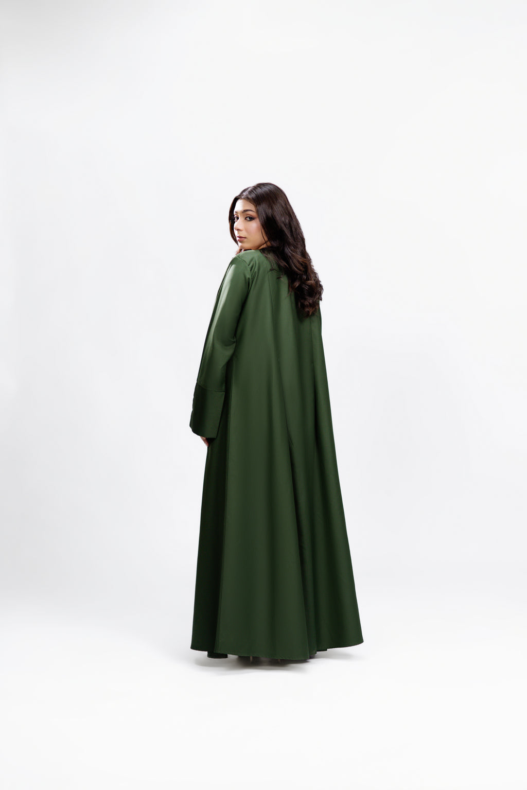 Forest Green Box pleated Abaya
