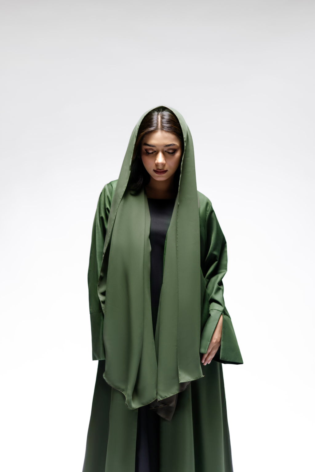 Forest Green Box pleated Abaya
