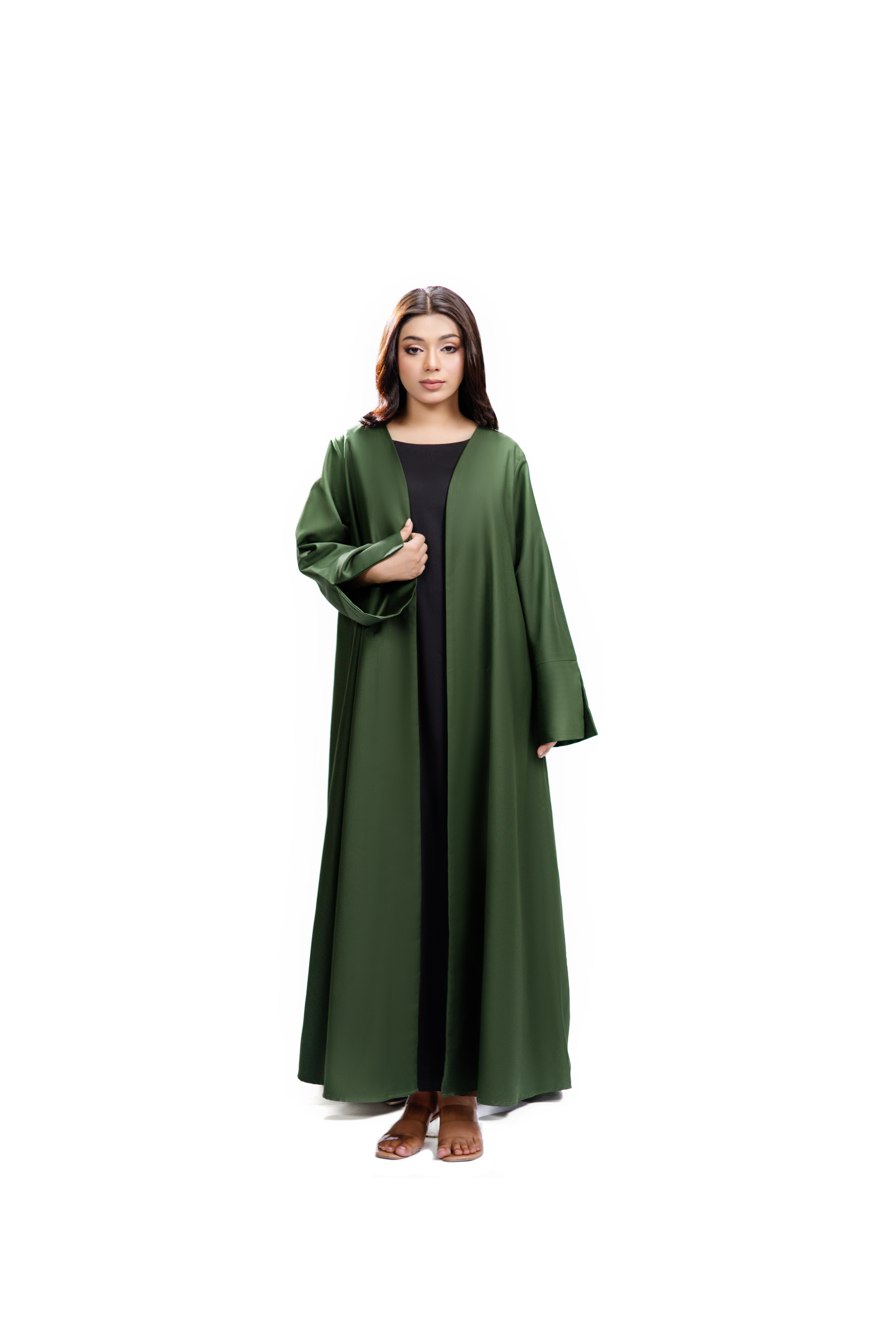 Forest Green Box pleated Abaya