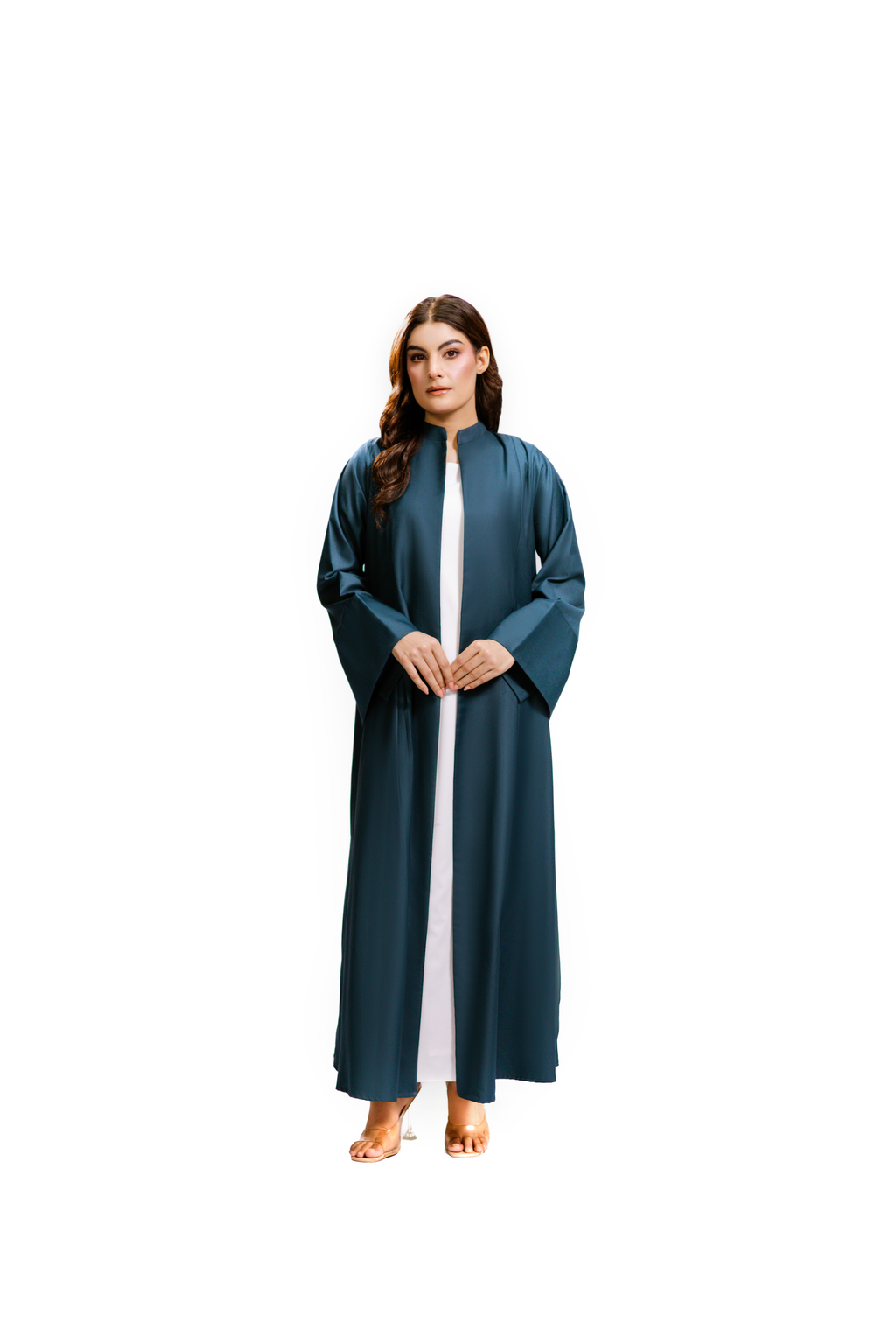 Teal Box Pleated Abaya