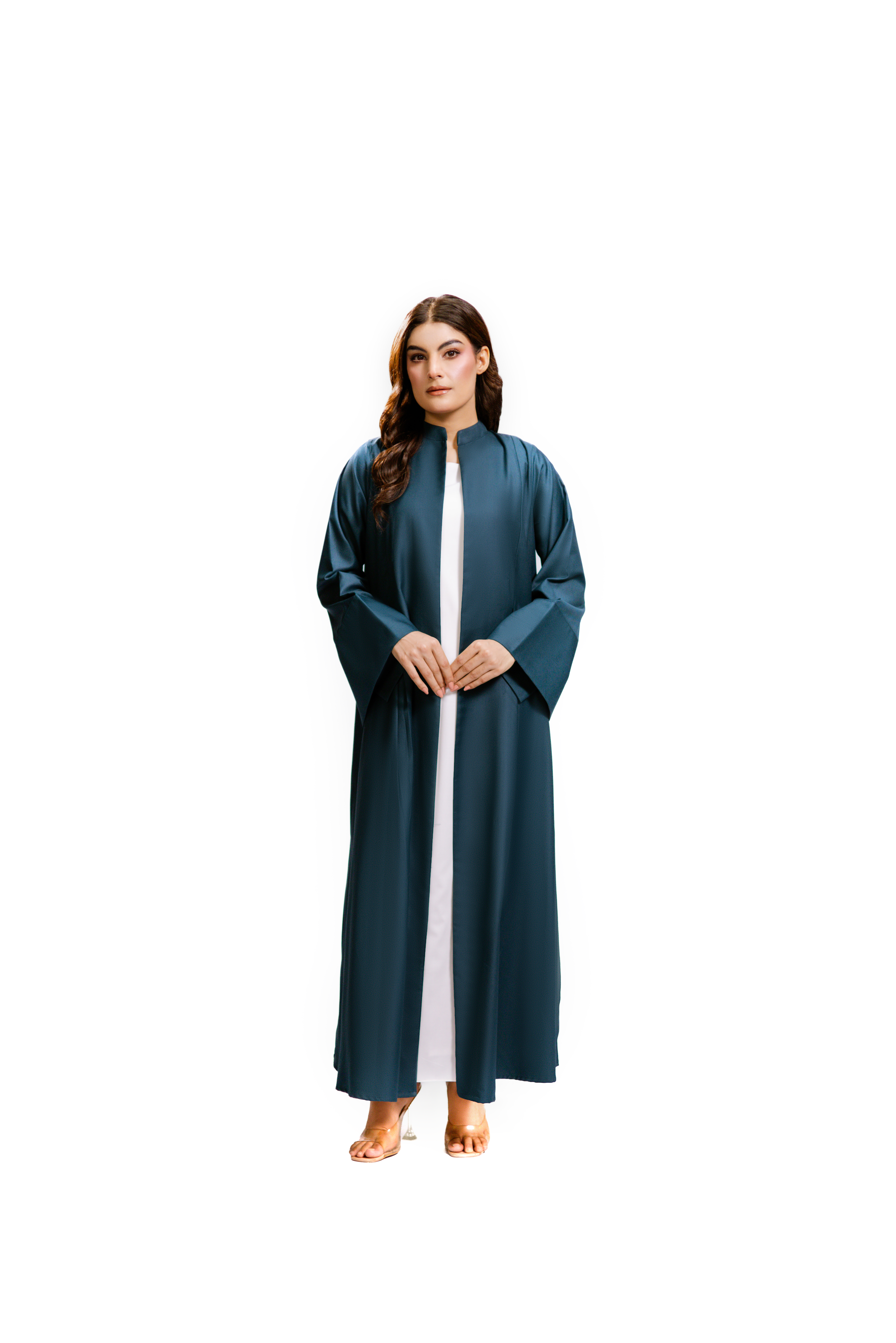 Teal Box Pleated Abaya