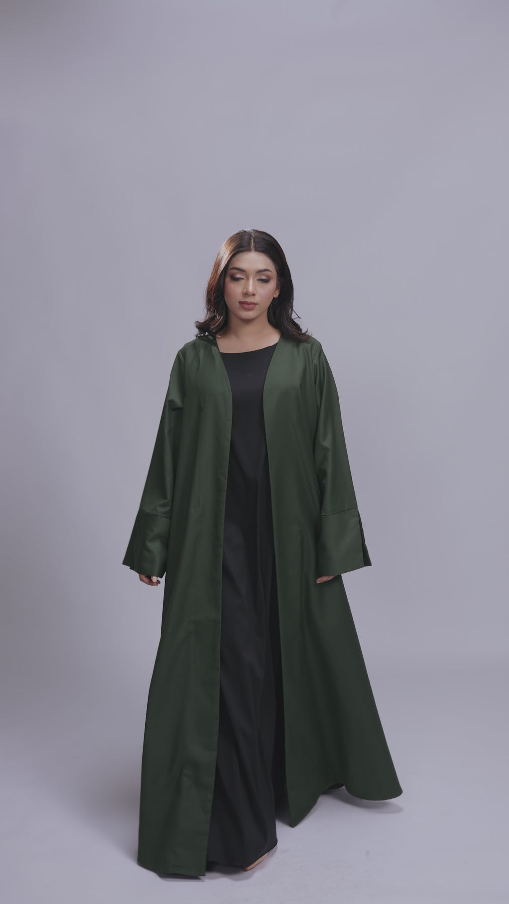 Forest Green Box pleated Abaya