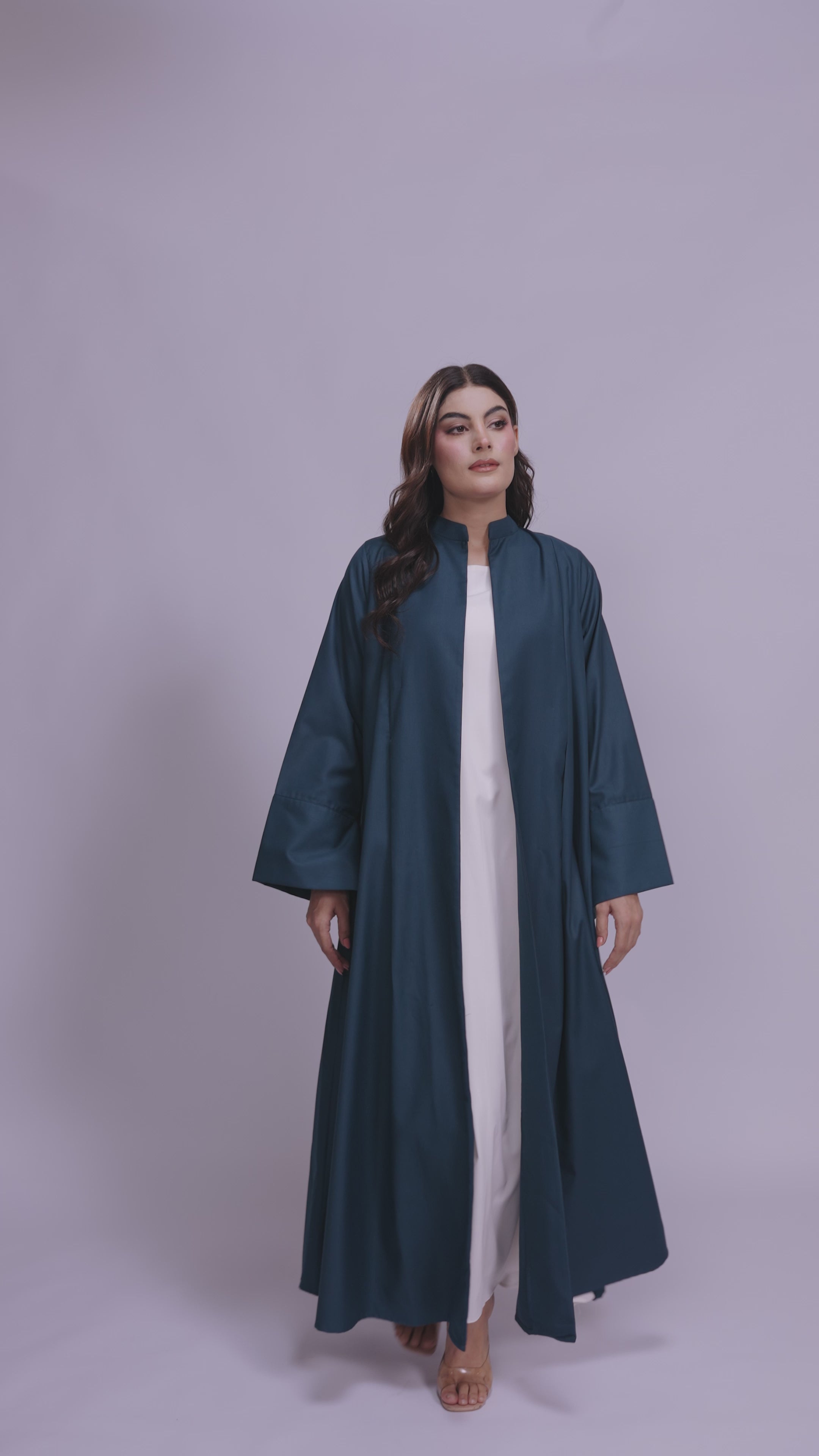 Teal Box Pleated Abaya